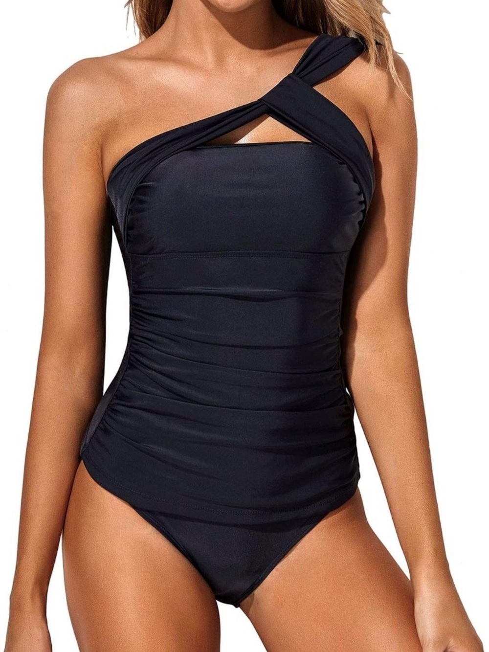 🆕 Two Piece Tankini Bathing Suit One Shoulder Swim Top with Bottoms Swimsuit ✨